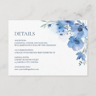 Cartão De Informações Detalhes de Flor de Aquarela Azul