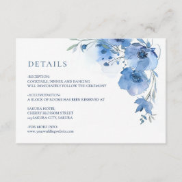 Cartão De Informações Detalhes de Flor de Aquarela Azul