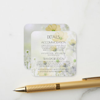 Cartão De Informações Detalhes de Flores Amarelas Delicadas Personalizad