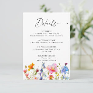 Cartão De Informações Detalhes de Flores em Aquarela Brilhante Festiva