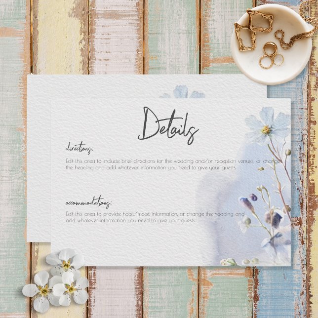 Cartão De Informações Detalhes de Flores Selvagens Azuis Modernos (Criador carregado)