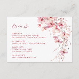 Cartão De Informações Detalhes de Flores Silvestres Boho Rosa