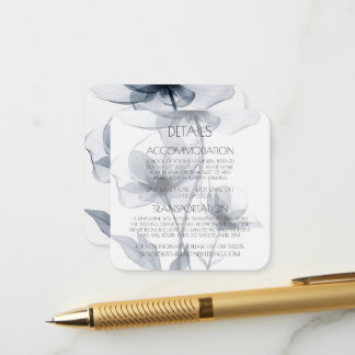 Cartão De Informações Detalhes de Flores Translúcidas Azuis Personalizad