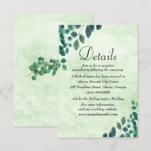 Cartão De Informações Detalhes de Folhas de Eucalipto em Aquarela Verde