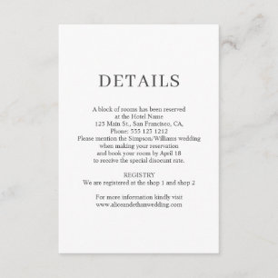 Cartão De Informações Detalhes de Foto de Casamento Minimalista Elegante