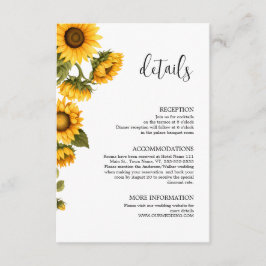Cartão De Informações Detalhes de girassóis brilhantes minimalistas