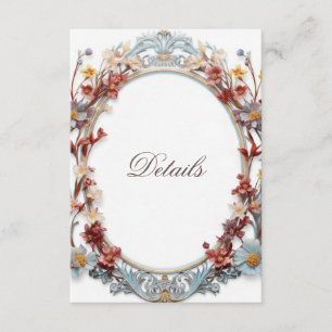 Cartão De Informações Detalhes de Grinalda Floral 3D