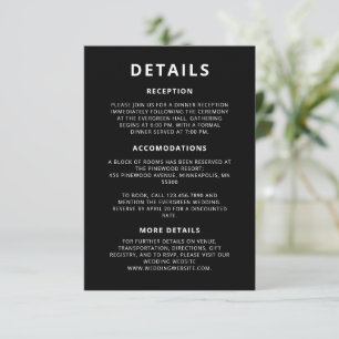 Cartão De Informações Detalhes de Hospedagem Minimalista para Casamento