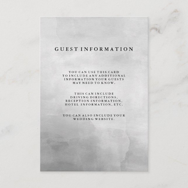 Cartão De Informações Detalhes de Hóspede de Aquarela Cinza Moderna Mini (Frente)