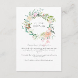 Cartão De Informações Detalhes de Informações para Convidados da Vegetaç