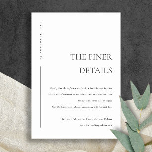 CARTÃO DE INFORMAÇÕES DETALHES DE NOIVA TYPOGRAPHY PRETA E BRANCA MÍNIMA
