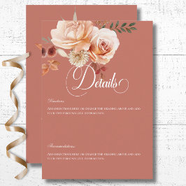 Cartão De Informações Detalhes de Pêssego de Boho e Rust Floral