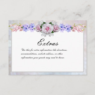 Cartão De Informações Detalhes de prata do casamento do rosa Bokeh do