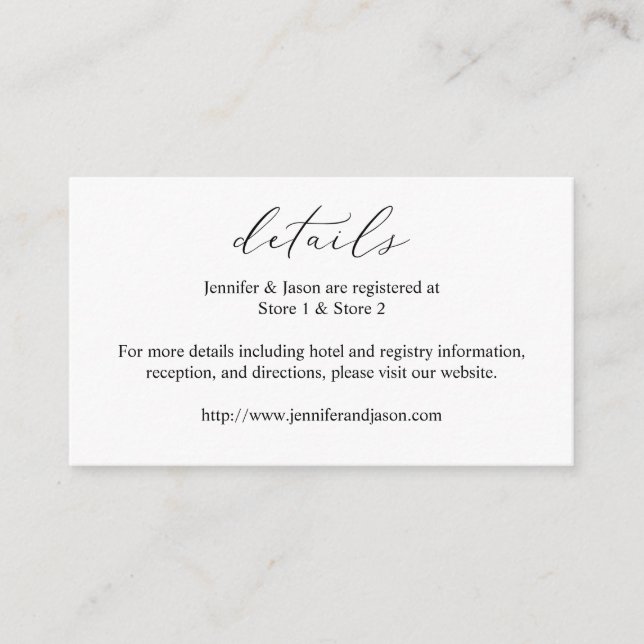 Cartão De Informações Detalhes de preto e branco da caligrafia SM (Frente)