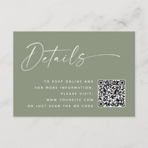 Cartão De Informações Detalhes de QR de Casamento Minimalista Dusty Sa
