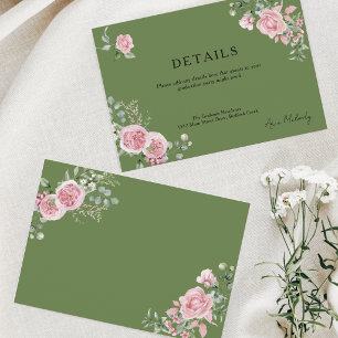 Cartão De Informações Detalhes de Rosas Rosa Modernas para Formatura