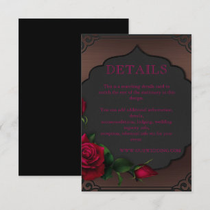 Cartão De Informações Detalhes de Rosas Vermelhas em Gothic de Quadro An