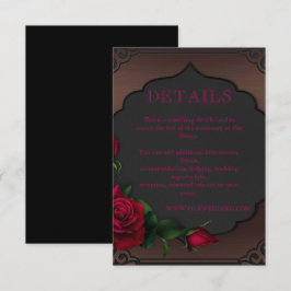 Cartão De Informações Detalhes de Rosas Vermelhas em Gothic Old Frame