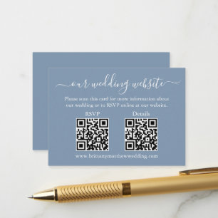 Cartão De Informações Detalhes de RSVP de Casamento de 2 QR Minimalista