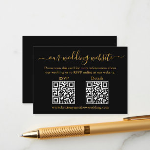 Cartão De Informações Detalhes de RSVP de Casamento de 2 QR Minimalista