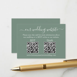 Cartão De Informações Detalhes de RSVP de Casamento de 2 QR Minimalistas