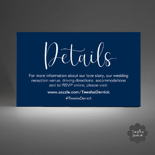 Cartão De Informações Detalhes de RSVP do Site de Casamento Minimalista