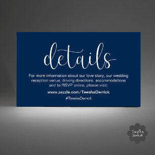 Cartão De Informações Detalhes de RSVP do Site de Casamento Minimalista