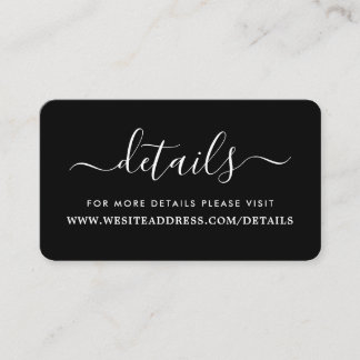 Cartão De Informações Detalhes de Script Simples Preto e Branco Moderno