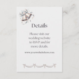 Cartão De Informações Detalhes de Sininhos Cinza e Rosa para Inserir no 