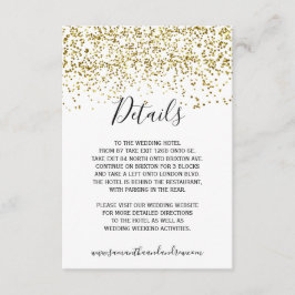 Cartão De Informações Detalhes de tipografia branca com confete dourado 