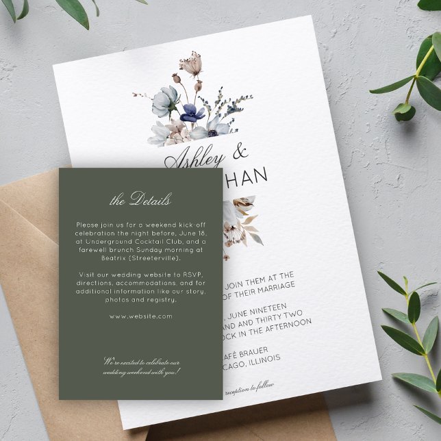 Cartão De Informações Detalhes de um Casamento Elegante Moderno Rústico  (Criador carregado)