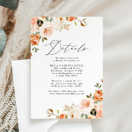 Cartão De Informações Detalhes de um Casamento Floral de Outono Rústico