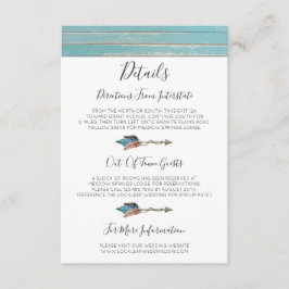 Cartão De Informações Detalhes/Direções da Pena de Madeira na Turquesa R