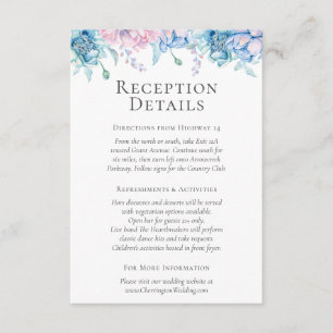 Cartão De Informações Detalhes/Direções da Recepção Floral de Cores Aquá