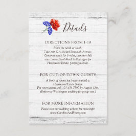 Cartão De Informações Detalhes / Direções da Ruptura Vermelha e Cornflow