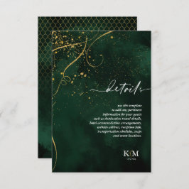 Cartão De Informações Detalhes do Abstrato de Linhas Douradas Emerald ID