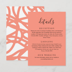 Cartão De Informações Detalhes do Abstrato minimalista de Blush Coral