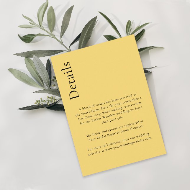 Cartão De Informações Detalhes do Amarelo de Limão Mínimo Simples Citrus (Criador carregado)