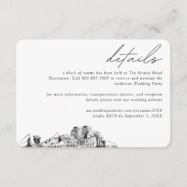 Cartão De Informações Detalhes do Bloco de Quartos de Hotel para Casamen