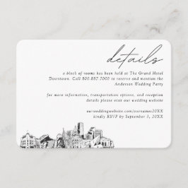 Cartão De Informações Detalhes do Bloco de Quartos do Hotel para Casamen