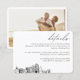 Cartão De Informações Detalhes do Bloco do Hotel San Diego Wedding