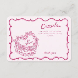 Cartão De Informações Detalhes do Bolo do Coquetel Retro Coração do Arco