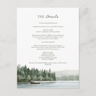 Cartão De Informações Detalhes do Casamento à Beira do Lago com Aquarela