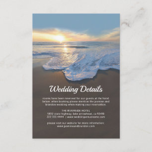 Cartão De Informações Detalhes do Casamento à Beira-Mar na Praia do Ocea