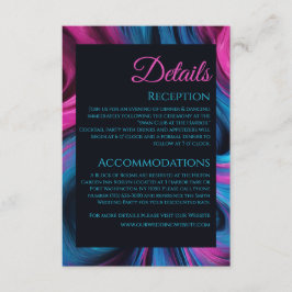 Cartão De Informações Detalhes do casamento - Abstrato azul e rosa moder