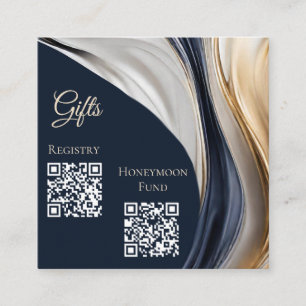 Cartão De Informações Detalhes do Casamento - Abstrato Azul Moderno Bran