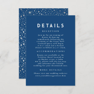Cartão De Informações Detalhes do Casamento Azul Celestial Starry Night