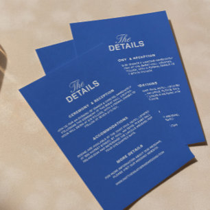 Cartão De Informações Detalhes do Casamento Azul Cobalto