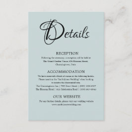 Cartão De Informações Detalhes do Casamento Azul com Dusty Mínimo