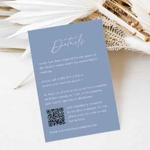 Cartão De Informações Detalhes do Casamento Azul Costeiro Código QR
